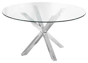 Crossley Round Glass Dining Table With Stainless Steel Legs