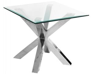 Crossley Square Glass Lamp Table With Stainless Steel Legs