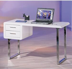 Carlo High Gloss Computer Desk In White With Chrome Legs