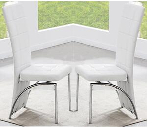 Ravenna White Faux Leather Dining Chairs In Pair