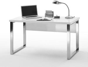 Sydney High Gloss Laptop Desk In White And Chrome Frame