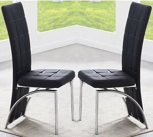 Ravenna Black Faux Leather Dining Chairs In Pair