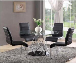 Marseille Glass Dining Table With 4 Daryl Black Dining Chairs