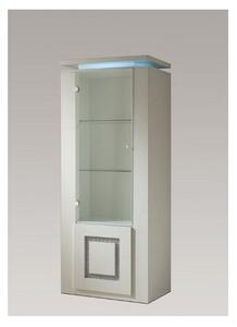 Garde Display Cabinet In White Gloss With Diamante And Light