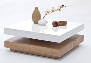 Hugo Rotating Gloss Coffee Table In White And Oak Effect