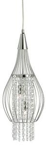 Rocket Chrome Cage Ceiling Pendant With Clear Crystal Buttons