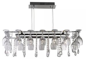 Vino 10 Lamp Chrome Crystal Ceiling Light With Wine Glass Trim