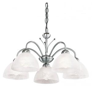 Milanese Satin Silver 5 Light Fitting With Alabaster Glass