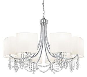 Multi Arm Chrome With White Fabric Shades Ceiling Light