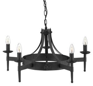 Cartwheel Multi Arm Ceiling Light In Black Finish Wrought Iron