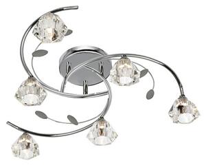 Sierra 6 Chrome Ceiling Light With Sculptured Clear Glass