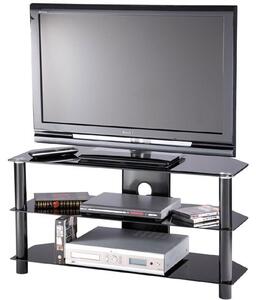 Essential Glass TV Stand In Black With 2 Shelf