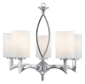 Gina 5 Lamp Chrome Ceiling Light With White Glass Cylinder Shade