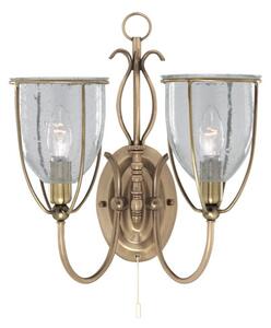 Silhouette Antique Brass 2 Light Wall Bracket With Clear Seeded