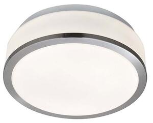 Bathroom Drum Shape Satin Silver Ceiling Light With Opal Glass