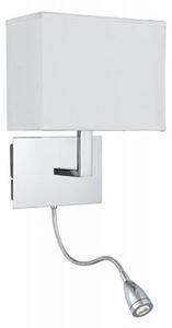 Dual Arm Chrome Wall Lamp With Oblong Fabric Shade