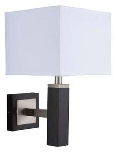 Waverley Dark Wood Finish Wall Lamp With Square Fabric Shade