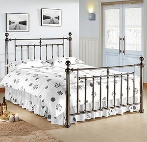 Alexander Black Metal King Size Bed With Nickel Finials