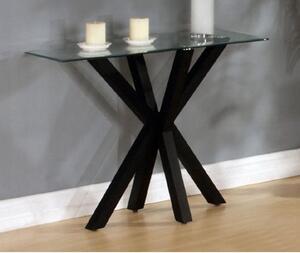 Alissa High Gloss Black Finish Clear Glass Top Console Table