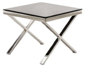 Zanti Black Glass Top Lamp Table With Chrome Base