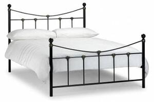 Ranae 135cm Metal Bed In Satin Black With Antique Gold Highlights