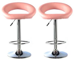 Makamae Pink PU Leather Bar Stool In A Pair