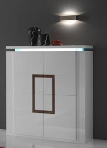 Garde Sideboard In White Gloss And Walnut With LED Lights