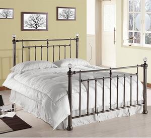 Alexander Black Metal Double Bed With Crystal Finials