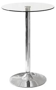 Gino Bistro Bar Table In Clear Glass With Chrome Base