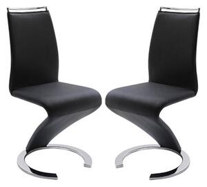 Summer Z Black Faux Leather Dining Chairs In Pair