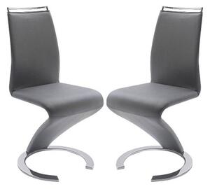 Summer Z Grey Faux Leather Dining Chairs In Pair