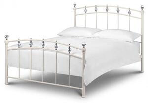 Sanaz 150cm Metal Bed In Stone White