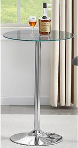 Vetro Round Clear Glass Top Bar Table With Chrome Base