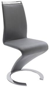 Summer Z Faux Leather Dining Chair In Grey With Chrome Feet