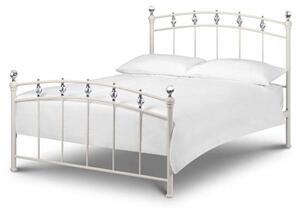 Sanaz 135cm Metal Bed In Stone White