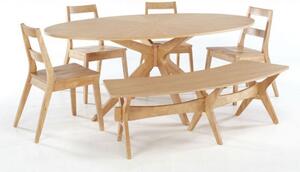 Marsrow White Oak Finish Dining Table With 4 Chairs And Bench