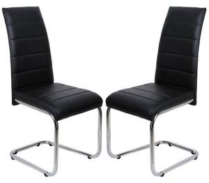 Daryl Black Faux Leather Dining Chairs With Chrome Legs In Pair