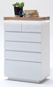 Romina 6 Drawer Chest In Knotty Oak And White Matt With LED