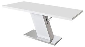 Colton Modern Dining Table In White High Gloss With Chrome Base