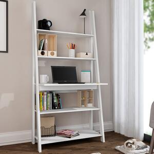 Travis Wooden Ladder Laptop Desk With 3 Shelves In White