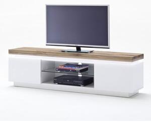 Romina Lowboard TV Stand In Knotty Oak And Matt White With LED