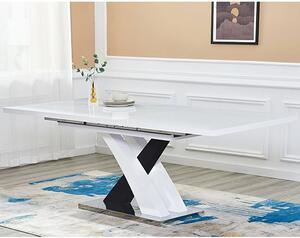 Axara Large Extending Gloss Dining Table In White And Black