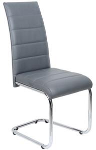 Daryl Faux Leather Dining Chair In Grey With Chrome Legs