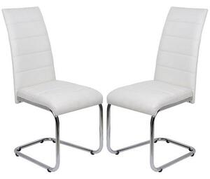 Daryl White Faux Leather Dining Chairs With Chrome Legs In Pair