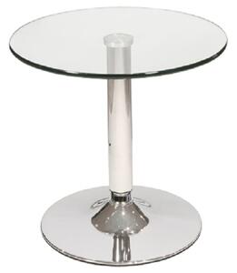 Belize Round Clear Glass Bistro Side Table With Chrome Base