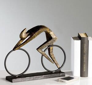 Racer Sculpture In Bronze With Black Metal Base