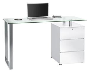 Richmond Clear Glass Top High Gloss Computer Desk In White