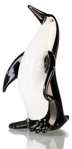 Penguin Sculpture In Black And White Glass