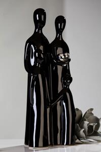 Familia Sculpture In Black And Silver Ceramic