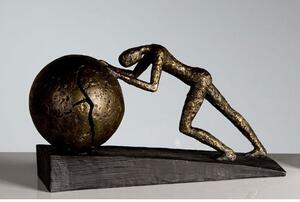 Heavy Ball Sculpture In Bronze With Black Metal Base